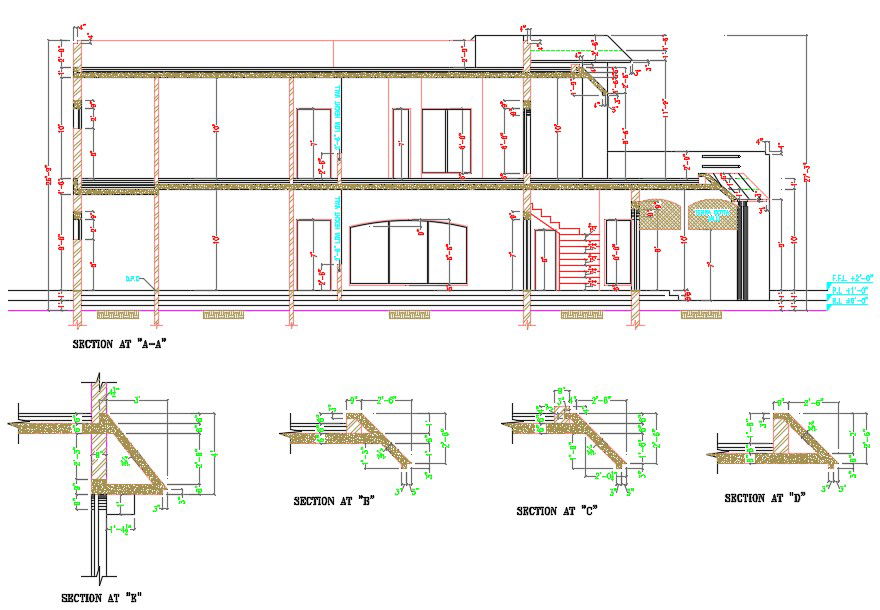 Architecture House Section CAD Drawing DWG File