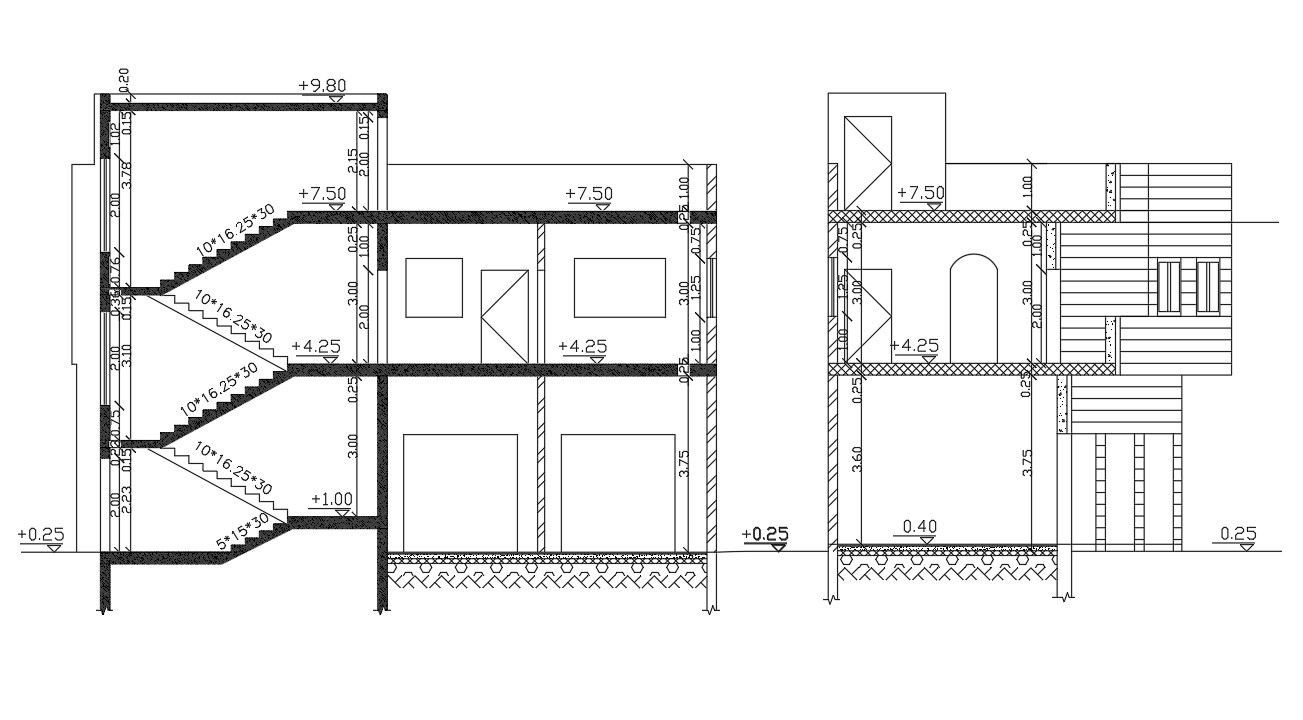Architecture House Section Drawing DWG File