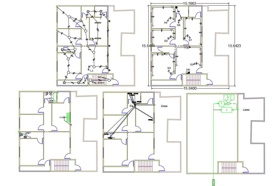 Architecture House Wiring And Plumbing Layout Plan