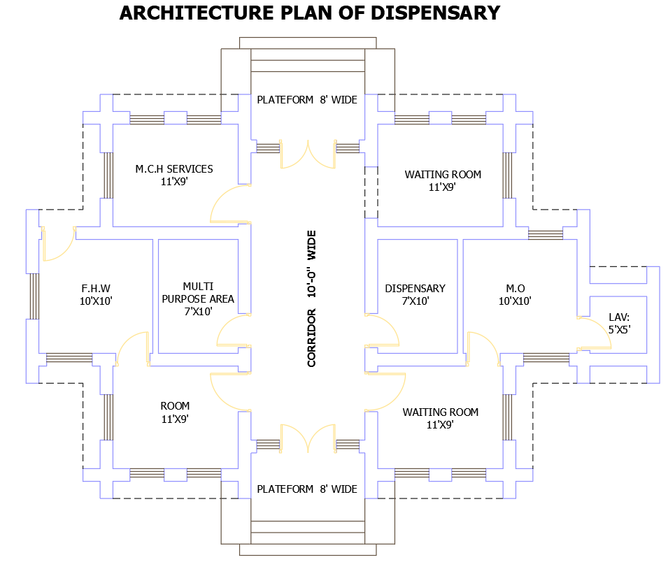 A modern dispensary layout plan is available in a DWG File
