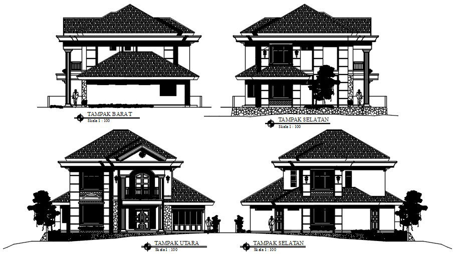 Architecture Modern Bungalow Elevation Design Download DWG File