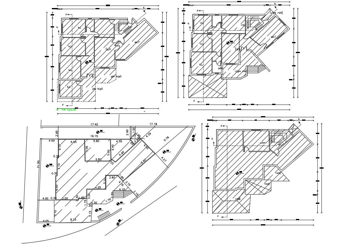 Architecture Modern Bungalow Plan AutoCAD drawing DWG File