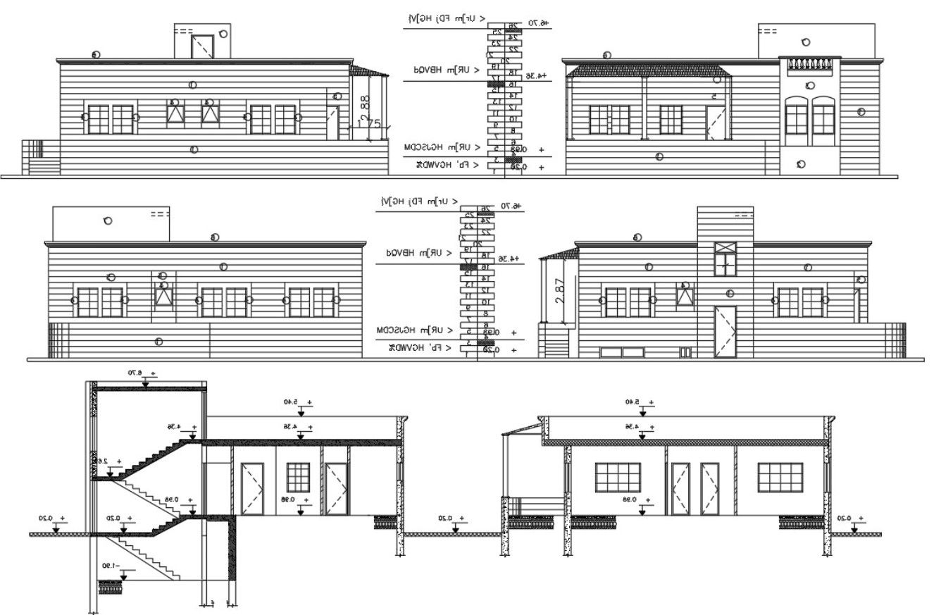Architecture Modern House Building Sectional Elevation Design