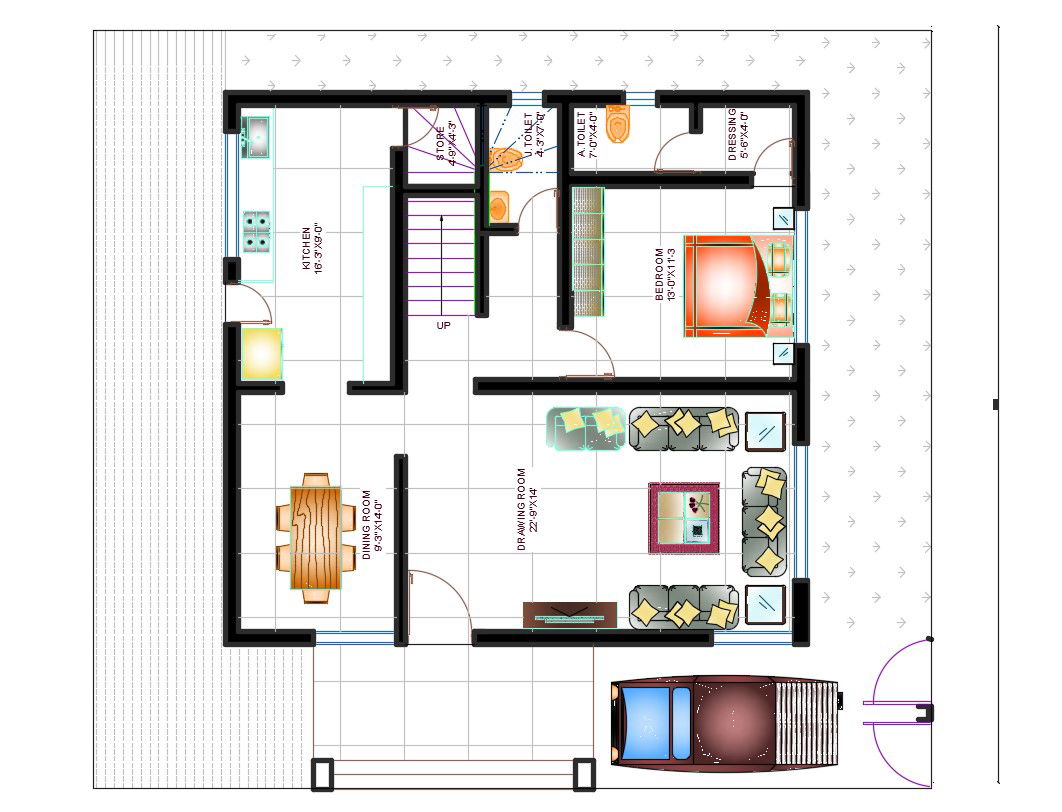 Architecture Single Storey House Plan AutoCAD Drawing Download DWG File