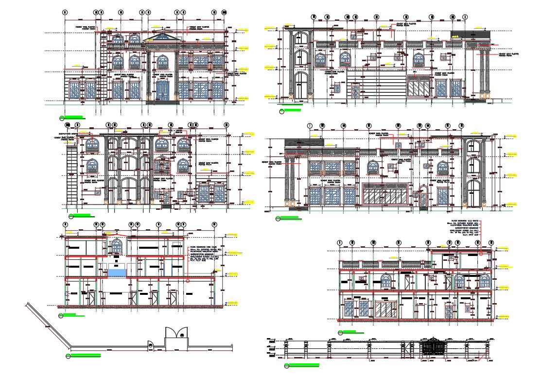 Architecture Villa Building Sectional Elevation Design