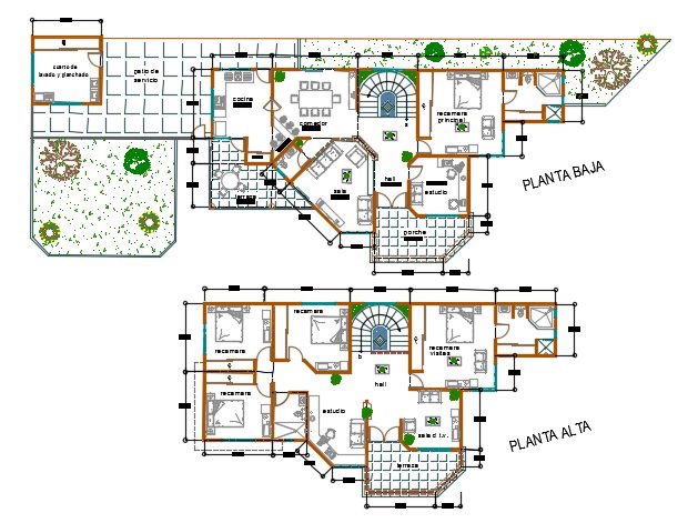 Architecture Villa Floor Plan Design AutoCAD File