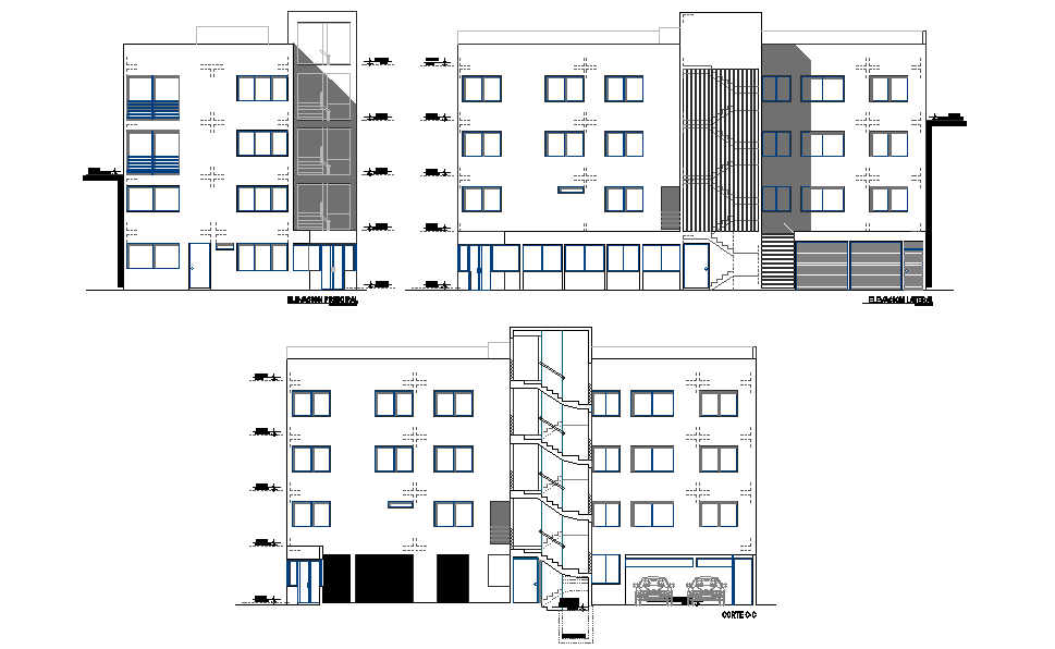 Architecture building section view is given in this Autocad drawing model. Download now.