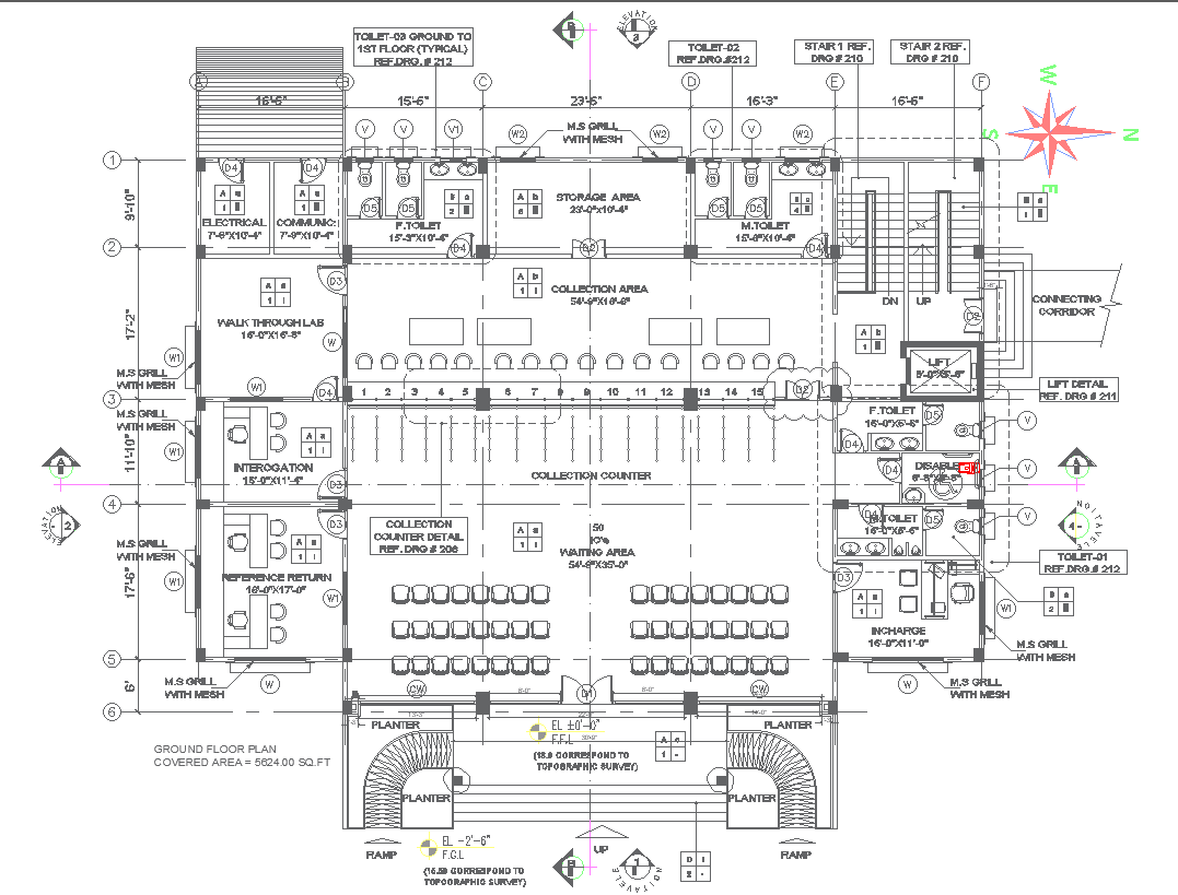 Architecture drawing off evidence collection block of sindh forensic science laboratory detail dwg autocad drawing .