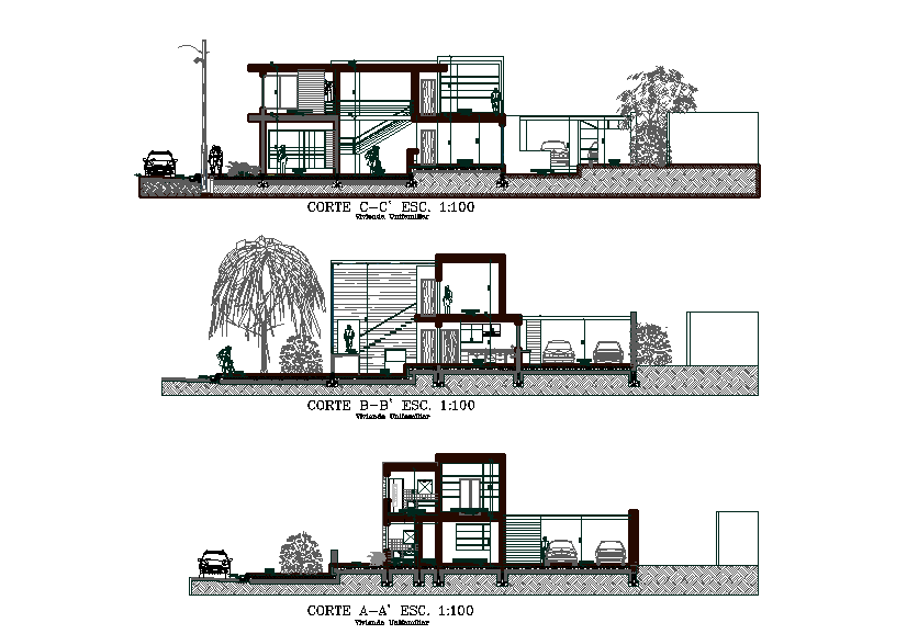 Architecture of the corte view of the building is given in this Autocad drawing file. Download now.