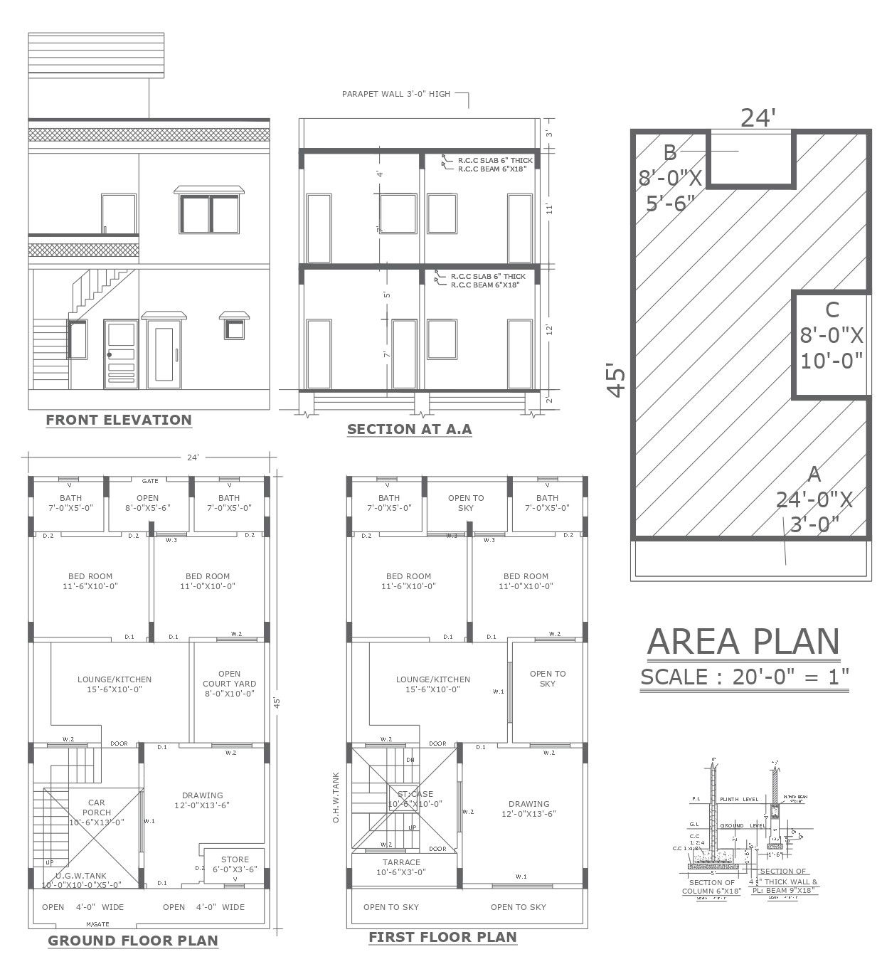 Architecture Student DWG Project with Elevation Layout Details