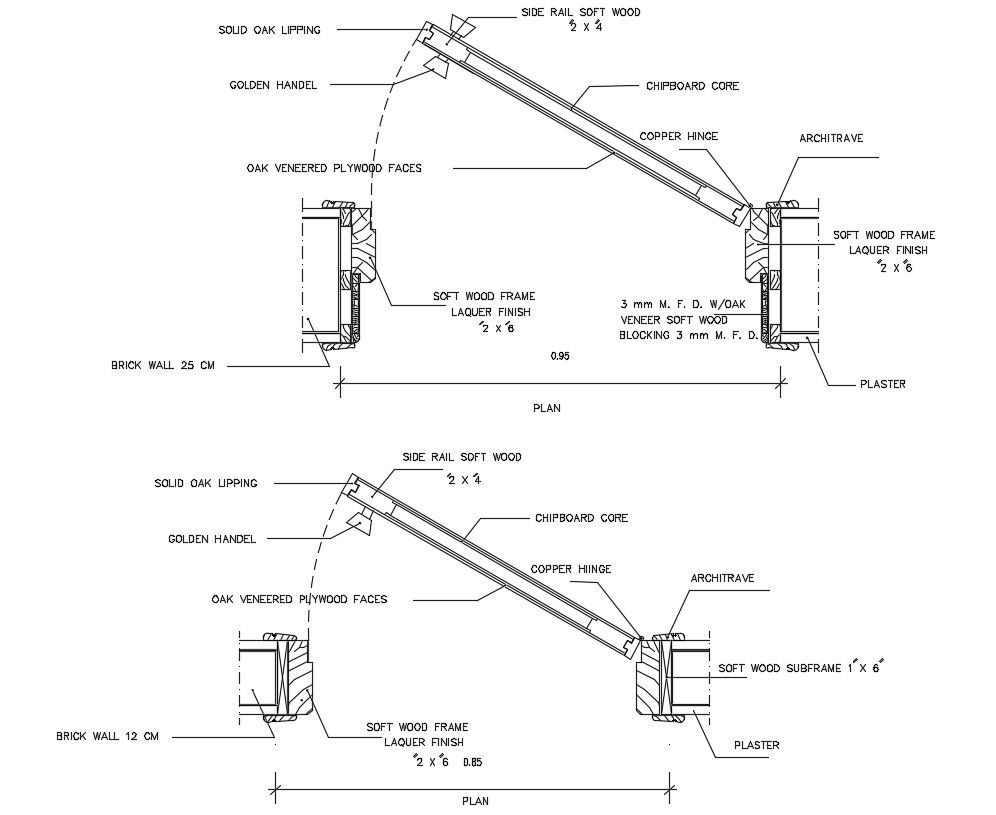 Architrave Door Detail DWG File with Softwood Frame and Architrave