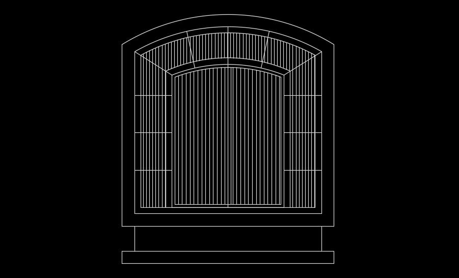 Arch type window drawing is given in this AutoCAD model