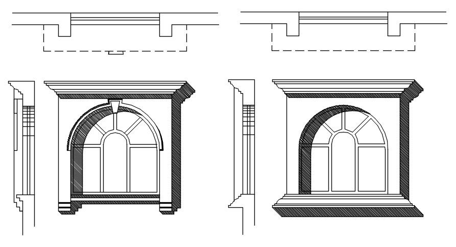 Arch window design in detail AutoCAD drawing, dwg file, CAD file