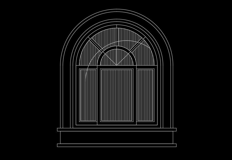 Arch window simple design 2D drawing