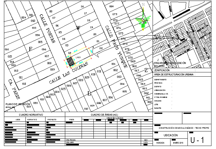 Area of urban structuring architecture project dwg file