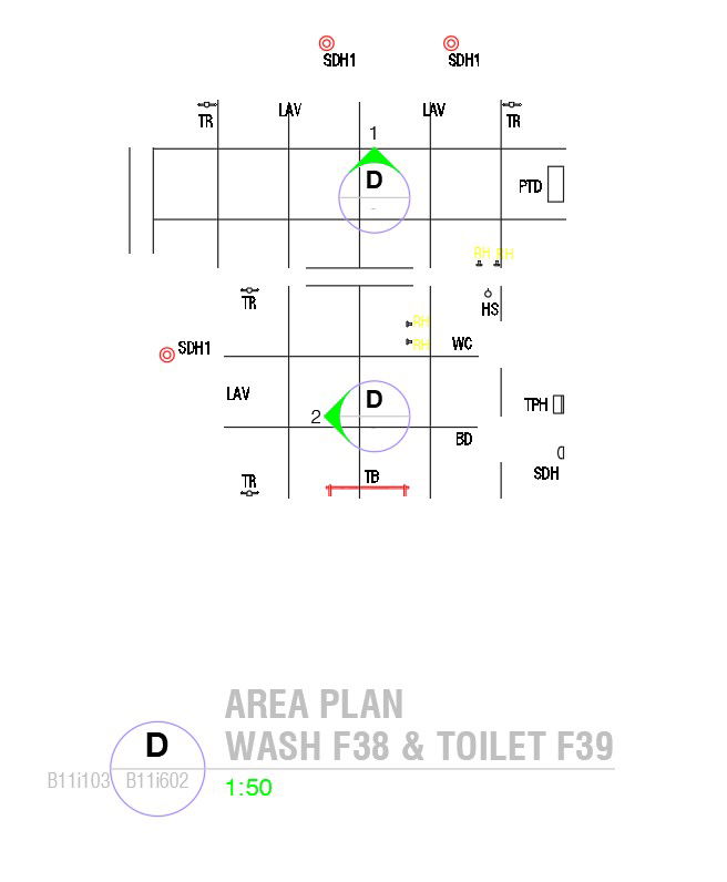 Area plan of washroom in detail AutoCAD 2D drawing, dwg file, CAD file