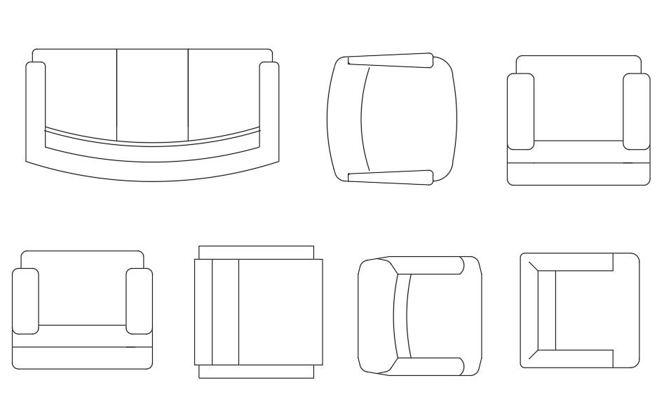 Armchair Furniture CAD Blocks in AutoCAD DWG File Format
