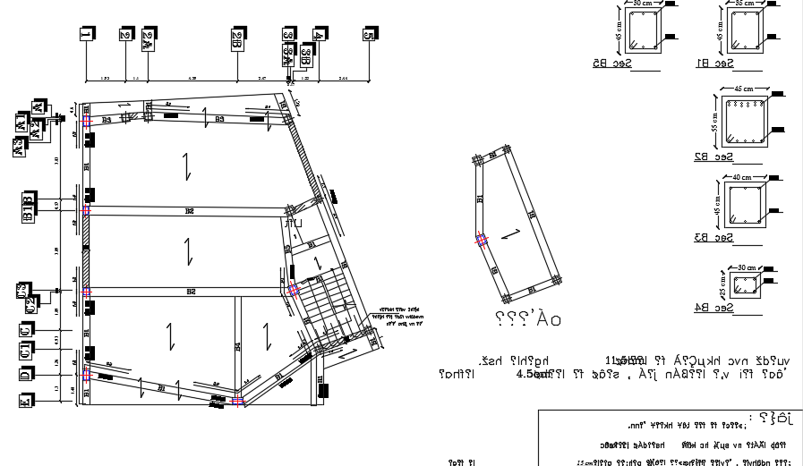 A roof beam layout of the 14x14m architecture apartment plan is given in this file