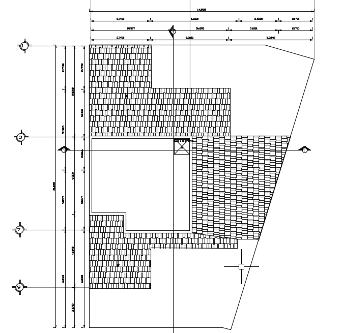 A roof framing of the 14x18m architecture house plan 2d Autocad drawing is given in this file