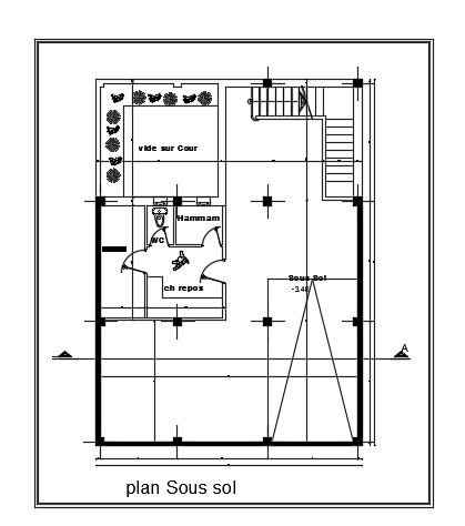 A roof layout of the 10x14m floor three story house plan AutoCAD drawing