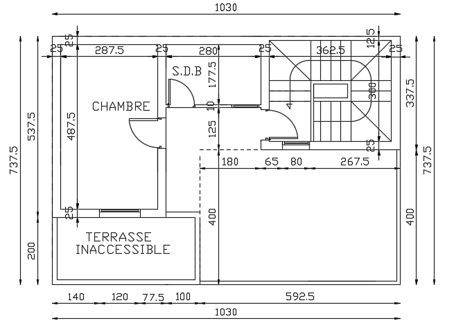 A roof layout of the 10x8m architecture house plan cad drawing is given