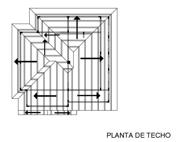 A roof layout of the 11x11m architecture one bedroom 2d AutoCAD drawing