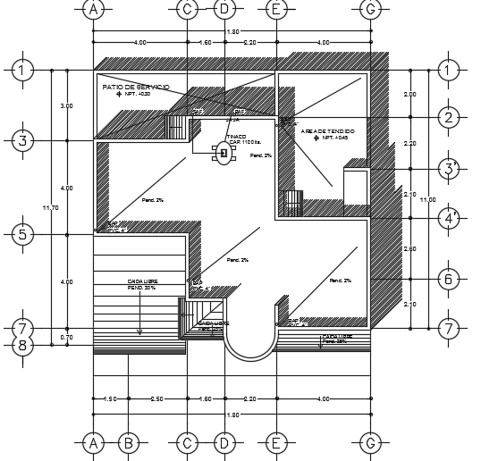 A roof layout of the 12x13m architecture 3bhk house plan cad drawing
