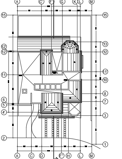 A roof layout of the 14X18m architecture house plan cad drawing is given