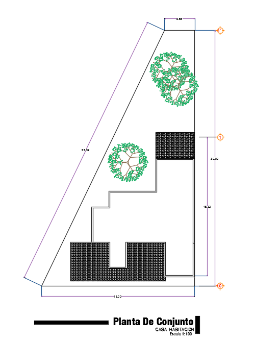 A roof layout of the 15x16m residential layout cad drawing