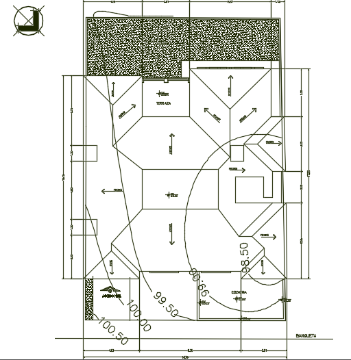 A roof layout of the 16x25m architecture two story residential house plan cad drawing is given