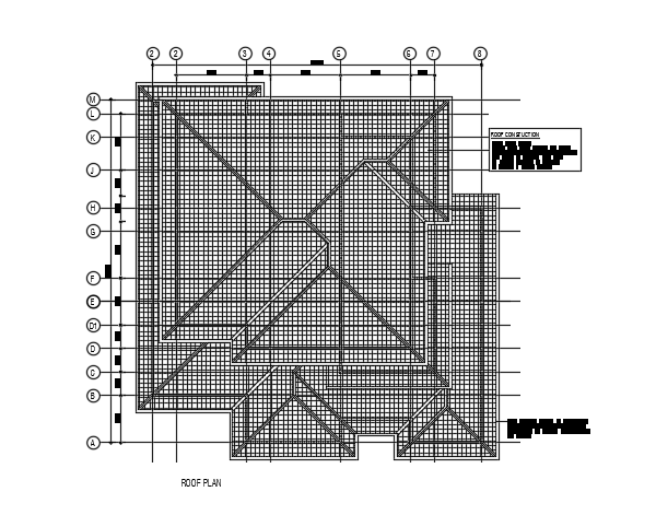A roof layout of the 21x22m architecture two story house plan cad drawing
