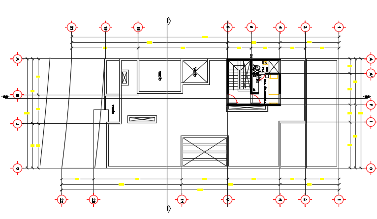 A roof layout of the 24x10m architecture two story floor house plan cad drawing