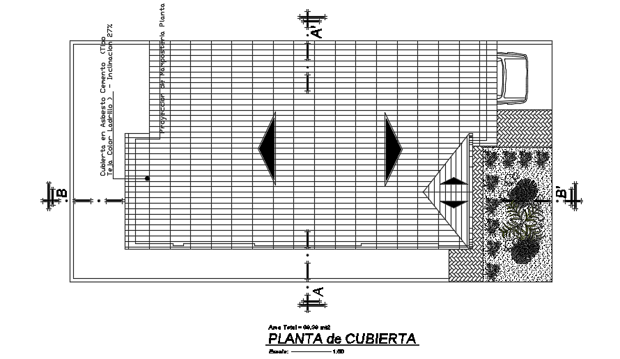 A roof layout of the 6x11m residential house plan cad model is given in this file