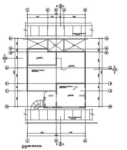 A roof layout of the 6x8m architecture one story house plan cad drawing