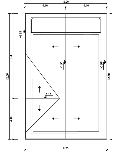 A roof layout of the 7x10 architecture two story residential plan cad model