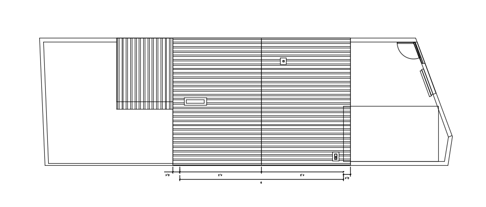 A roof layout of the 7x22m r villa house plan AutoCAD model
