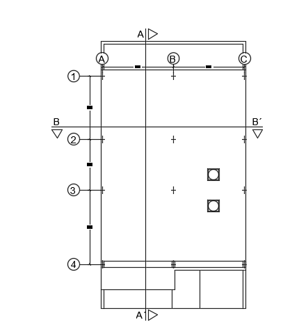 A roof layout of the 7x9m simple two story building plan AutoCAD model