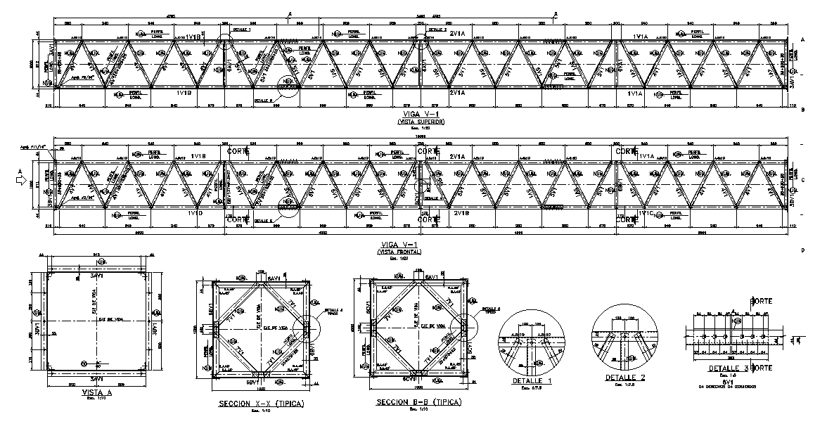 A roof plan of 93’x32’ airport commercial shop is given in this Autocad drawing file. Download now.
