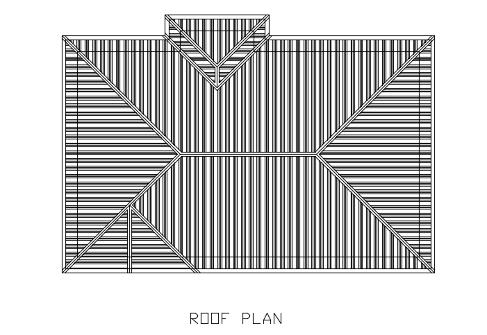 A roof plan of the 13x8m 3bhk single story bungalow house plan