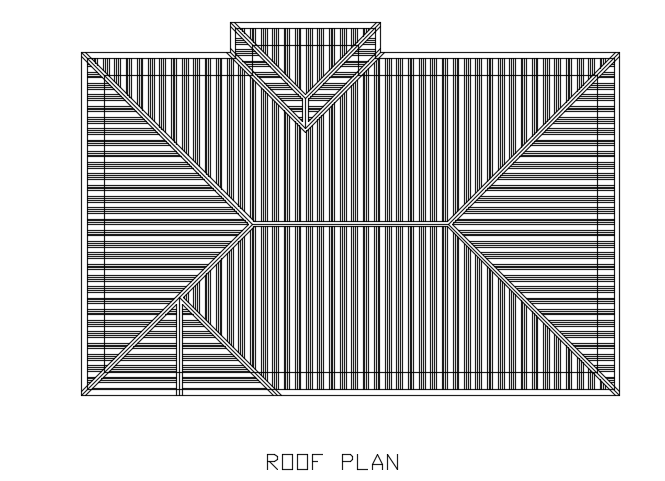 A roof plan of the 13x8m home design cad drawing is given in this file