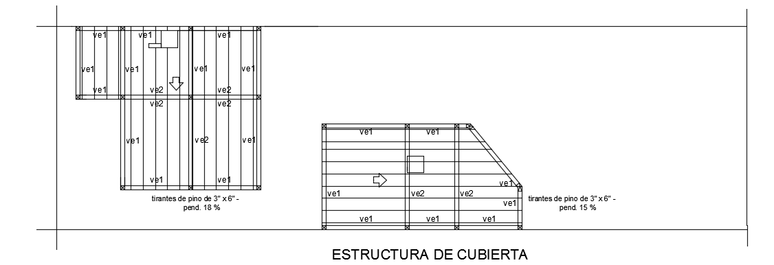 A roof structural layout of the 34x10m house plan cad drawing is given in this file