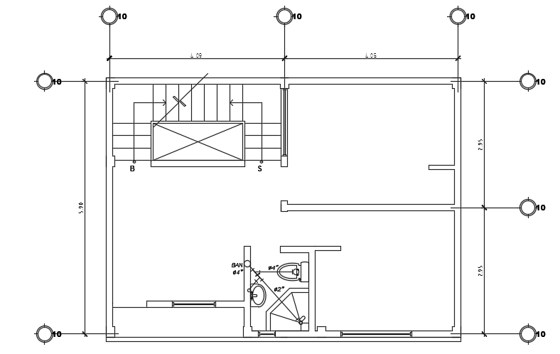 A sanitary water line layout of the 9x6m first floor house plan cad model