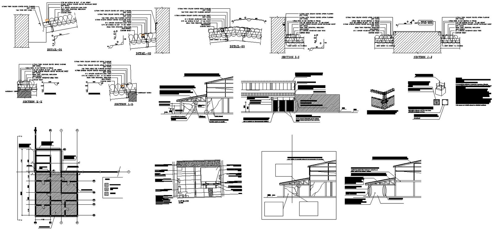 Asbestos Sheet Roof Detail for Commercial Buildings - 2D DWG AutoCAD Drawing