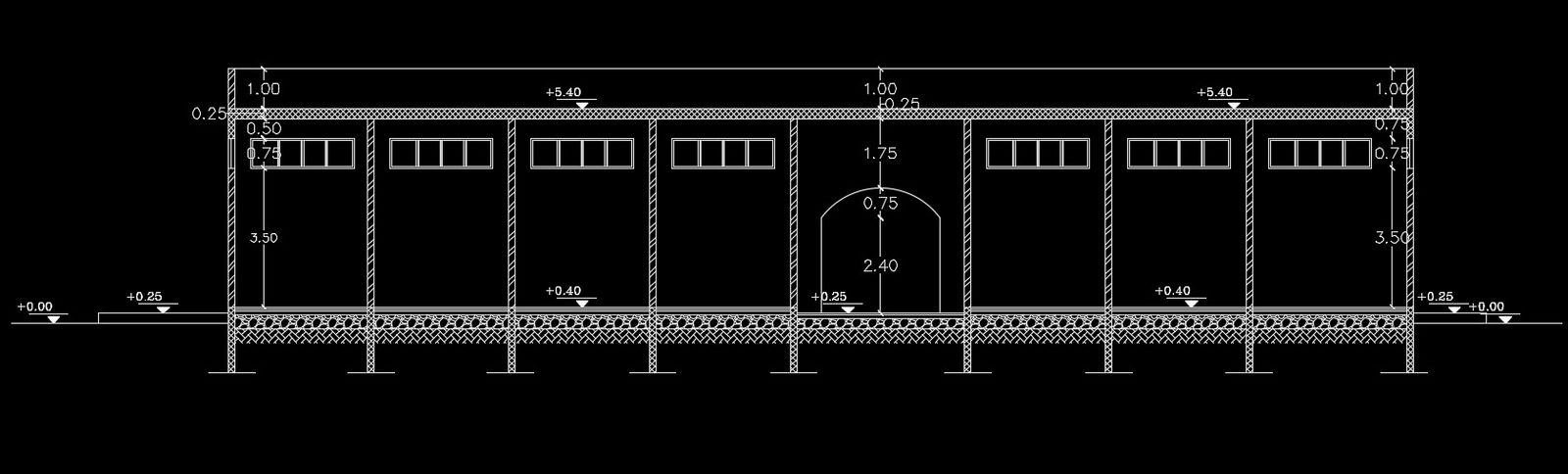 A school building of the interior wall section view