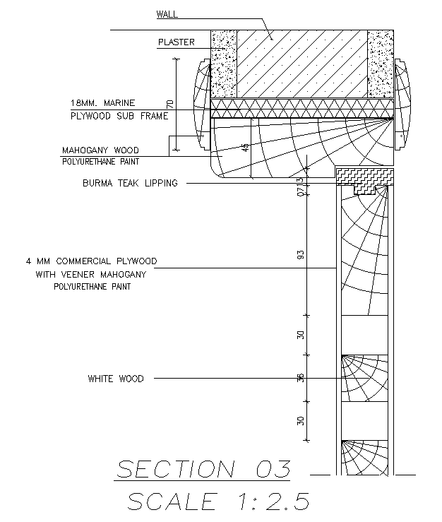 A section 03 of the door drawing is given in this model