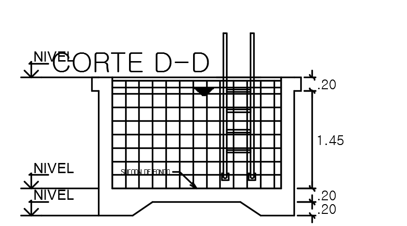 A section DD view of the swimming pool entrance step
