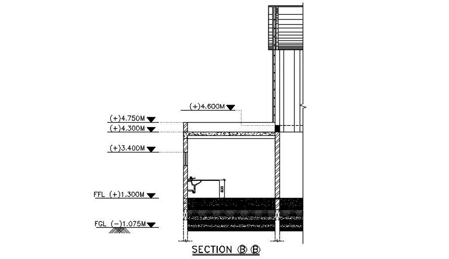 A section detail of toilet has given in the form of Autocad 2D DWG drawing file. Download the Autocad DWG drawing file.