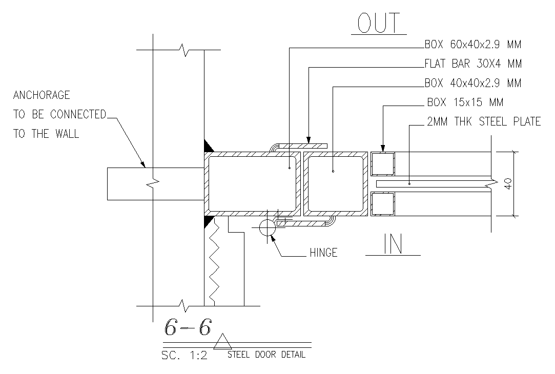 A section of the 100x210cm door plan is given in this AutoCAD drawing model.Download now.
