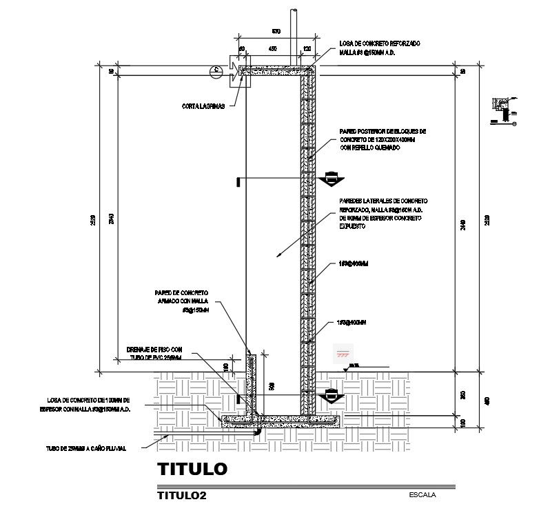 A section view of 1000x3000mm electrical meter plan is given in this Autocad drawing file. Download now.