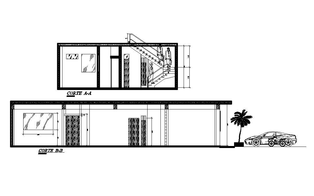 A section view of 10x17m single family house building is given in this AutoCAD drawing model.Download now.